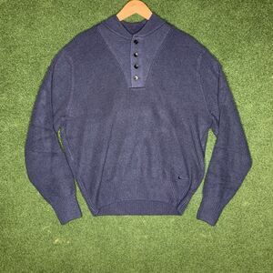 Sz M Nike Life Long Sleeve Military Henley Sweater Men's Blue FN3118-451